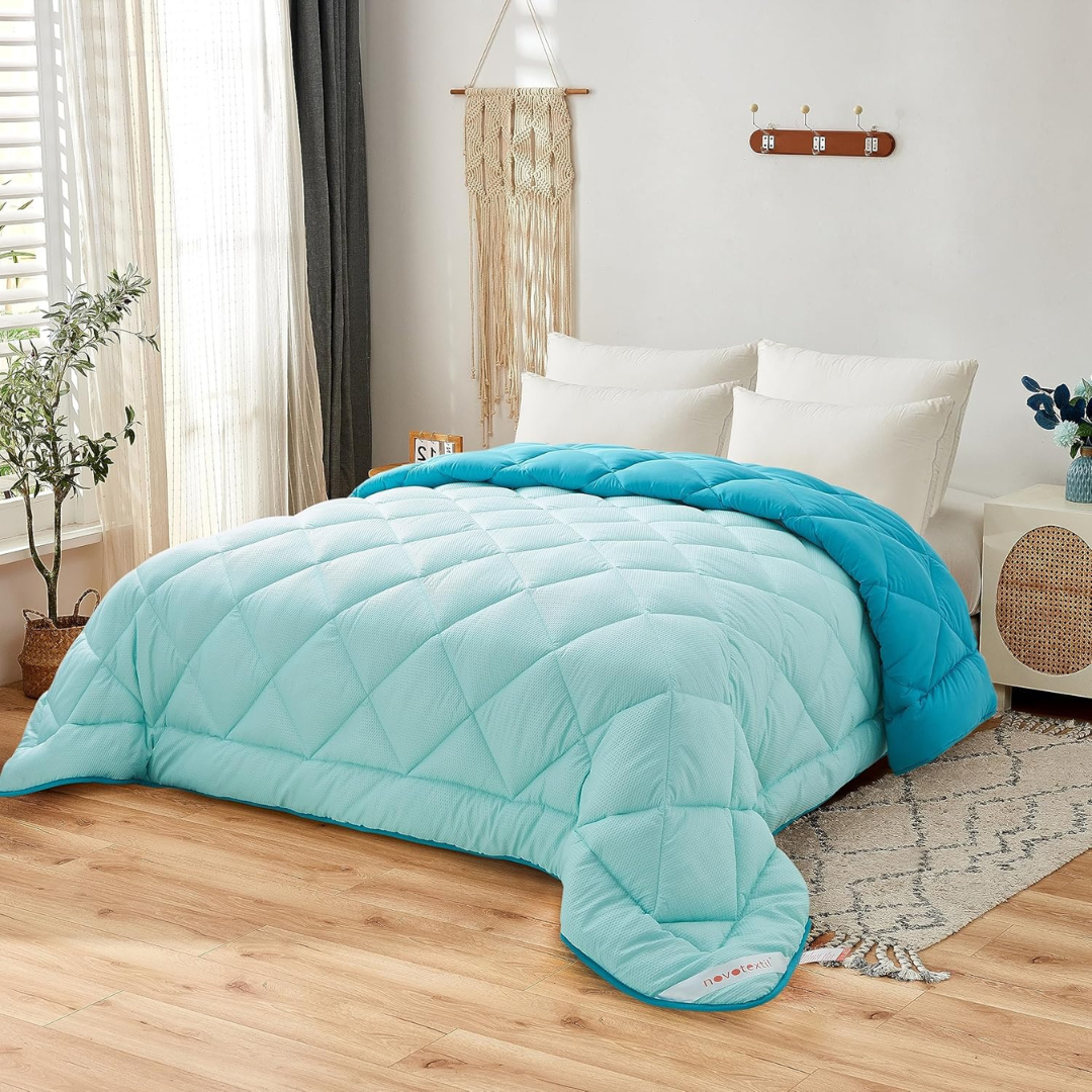 Novotextil- Couette bicolore. microfibre. Densité 350gr/m2 Turquoise